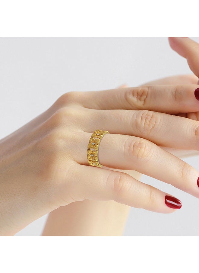 STARGEMS - 18K Yellow Gold Diamond Ring with Flower Design - Image 1