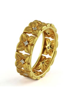 STARGEMS 18K Yellow Gold Diamond Ring with Flower Design  - Image 2