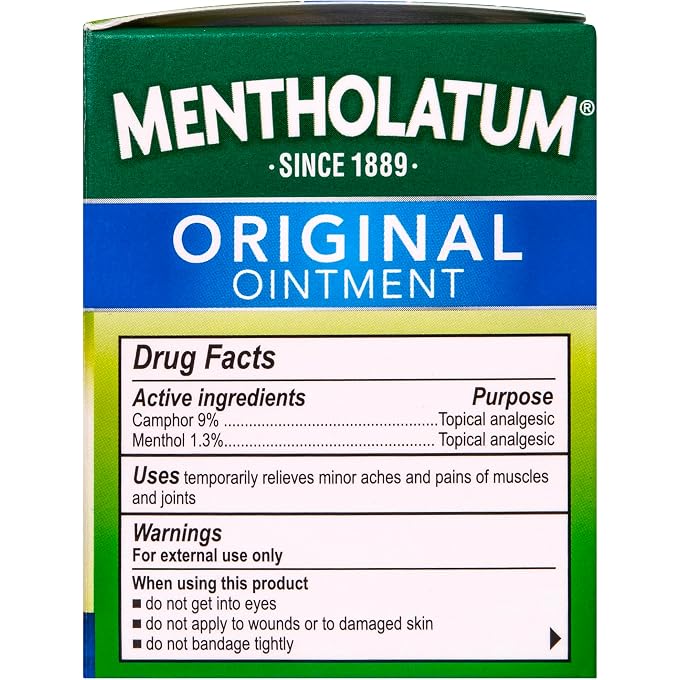 mentholatum Original Ointment, 3 Ounce (85g) 100% Natural Active Ingredients for Soothing Relief - Image 3