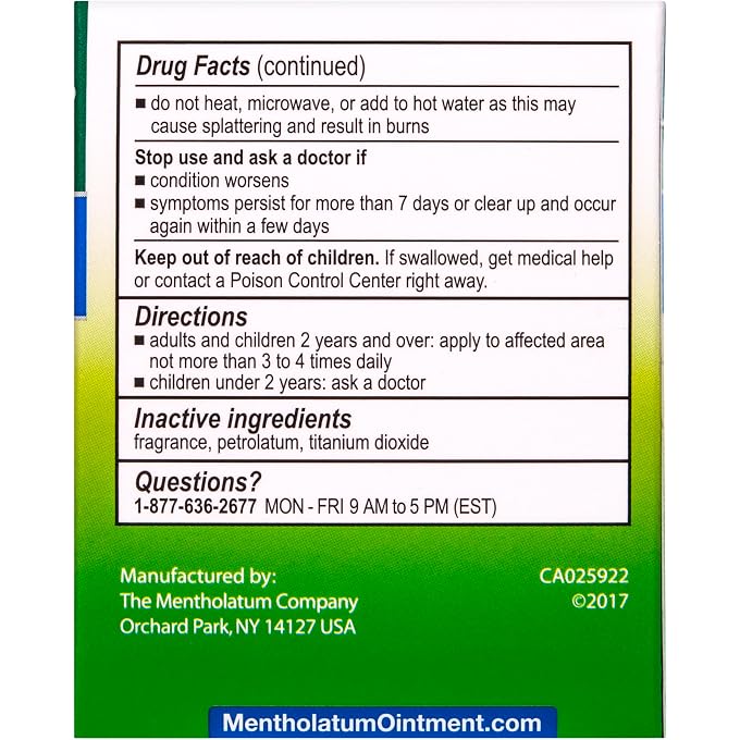 mentholatum Original Ointment, 3 Ounce (85g) 100% Natural Active Ingredients for Soothing Relief - Image 2