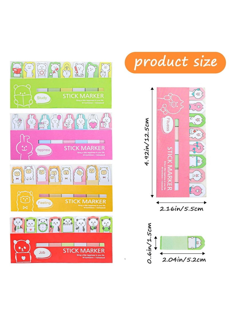 Barakah 5 Pack  Sticky Notes Cartoon Animal Bookmarks 5 Styles Post Self Sticky Notes for Office Home Kids Students Roommates Tab Gifts 600 Sheets - Image 2
