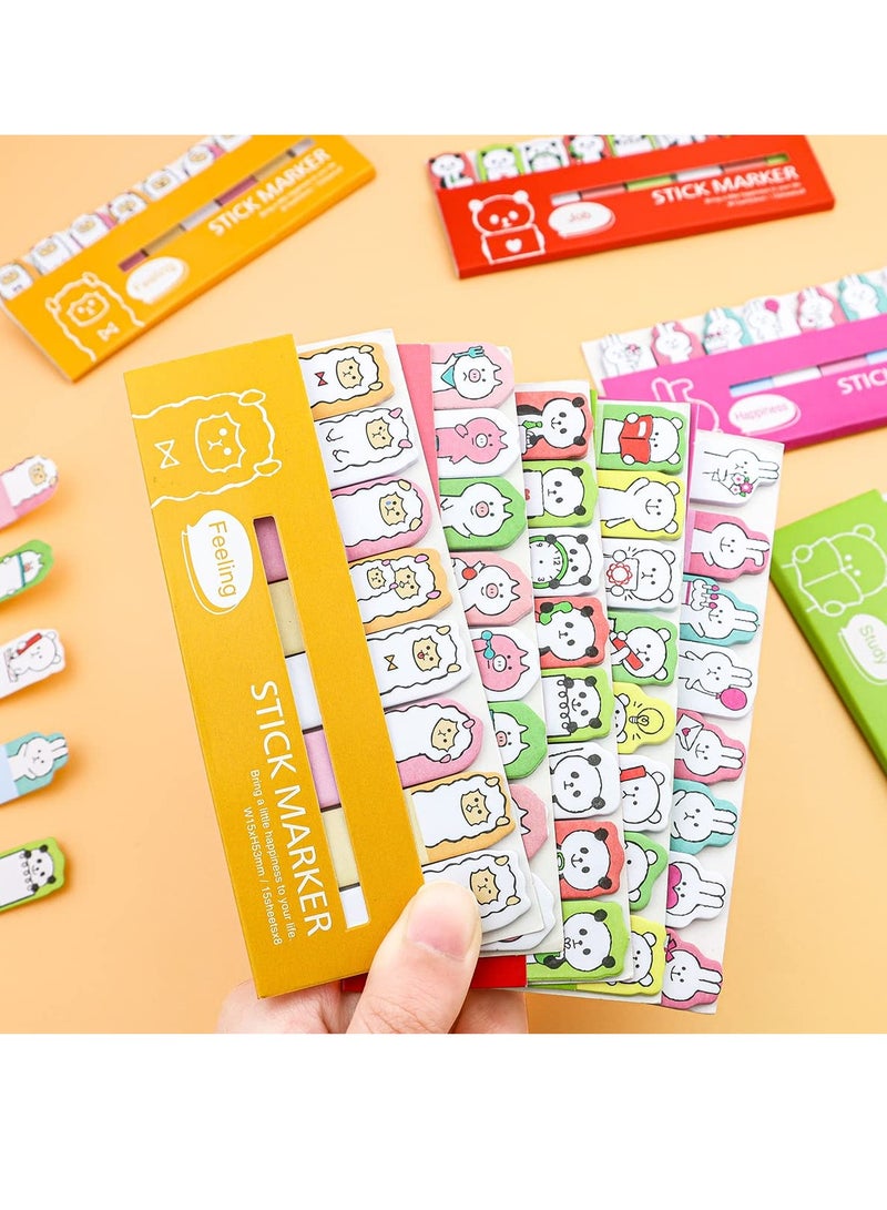 Barakah 5 Pack  Sticky Notes Cartoon Animal Bookmarks 5 Styles Post Self Sticky Notes for Office Home Kids Students Roommates Tab Gifts 600 Sheets - Image 3
