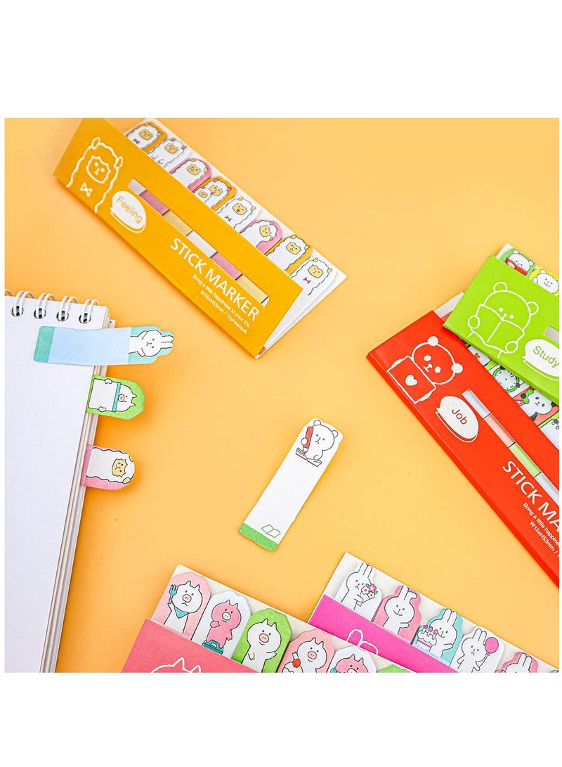 Barakah 5 Pack  Sticky Notes Cartoon Animal Bookmarks 5 Styles Post Self Sticky Notes for Office Home Kids Students Roommates Tab Gifts 600 Sheets - Image 5