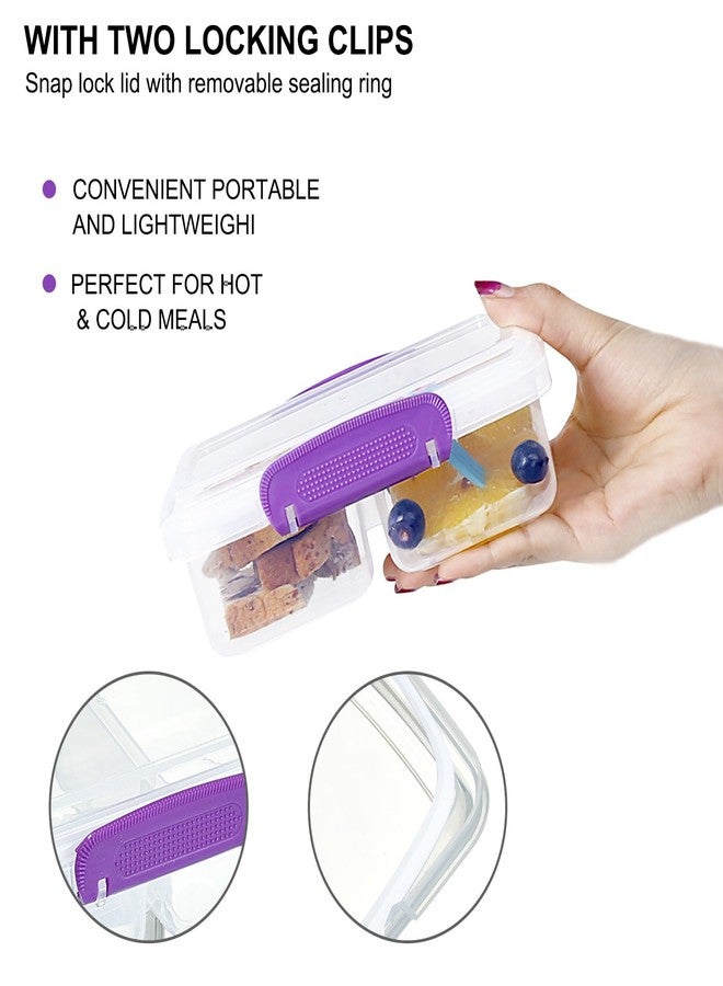 Greentainer 4 Pack Plastic Snack Containers with Lids, 2 Compartment Food Container for Kids Snack Box, Travel Bento Lunch Containers with forks for Fruits/Candies, Divided Food Storage Containers for School - Image 3