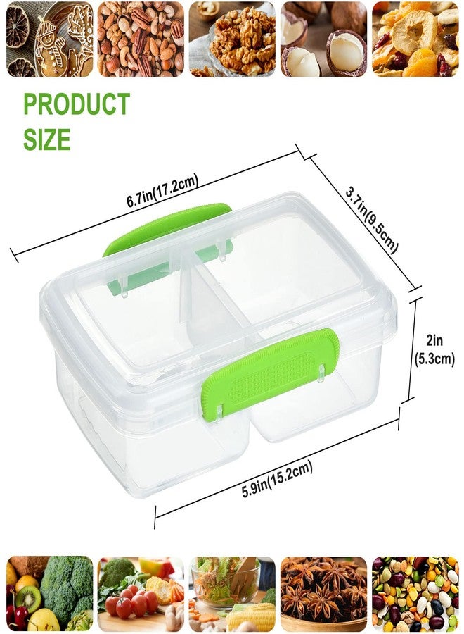 Greentainer 4 Pack Plastic Snack Containers with Lids, 2 Compartment Food Container for Kids Snack Box, Travel Bento Lunch Containers with forks for Fruits/Candies, Divided Food Storage Containers for School - Image 2