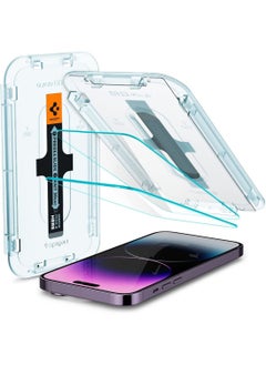 Spigen واقي شاشة Glastr Ez Fit من الزجاج المقوى لهاتف iPhone 14 Pro Max - مناسب للحافظة مع حماية المستشعر [عبوتان]  - Image 1