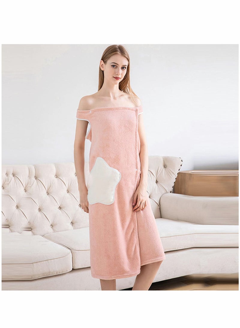 Y&D Plush Bathrobe for Women, Thick Winter with Strap, Sleepwear Bathrobes Nightdress Soft Flannel, Shoulder Wearable, Water Absorption Quick Dry Body Towel Home (Size L)  - Image 1