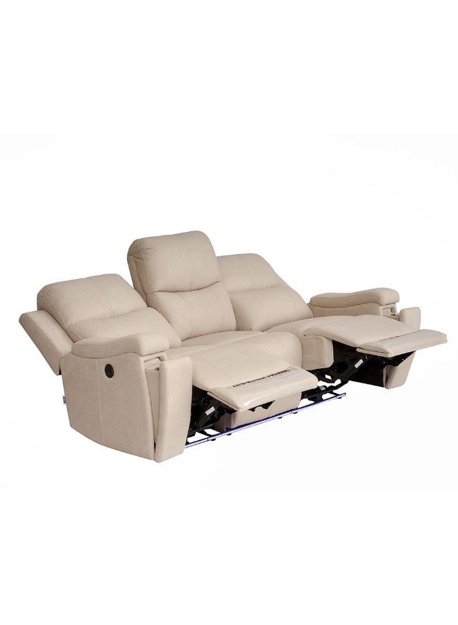 DANUBE HOME Paladin 3-Seater Fabric Recliner Sofa with LED Lights & Cup Holders - Beige - Comfortable Reclining Furniture for Living Room - Image 4