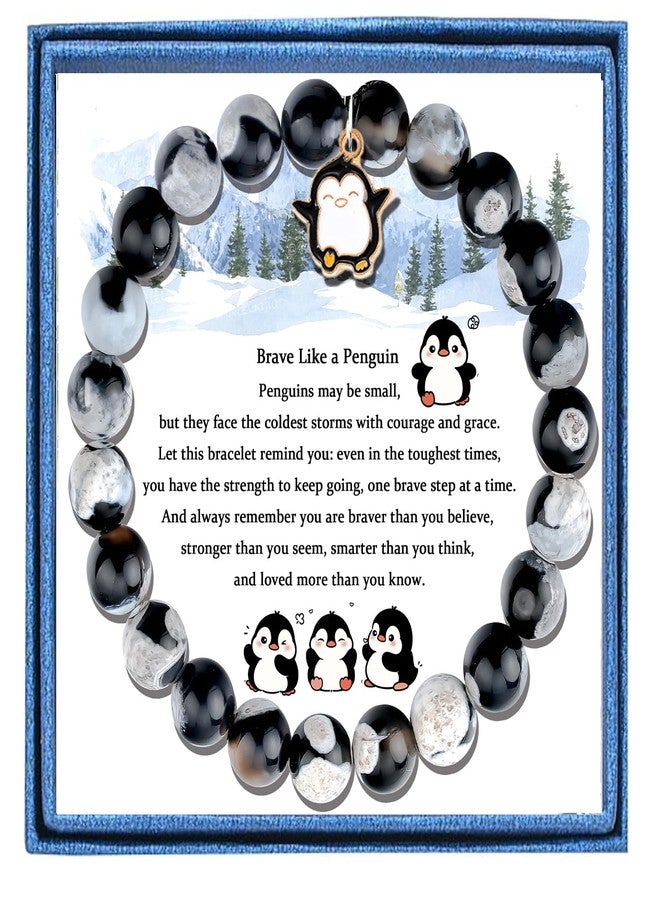 LIUANAN Penguin Charm Bracelet for Women Cute Animal Agate Jewelry Penguins Gifts for Her Mom Grandma Daughter Niece Birthday Celebration (Penguin) - Image 1