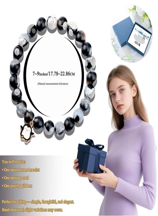 LIUANAN Penguin Charm Bracelet for Women Cute Animal Agate Jewelry Penguins Gifts for Her Mom Grandma Daughter Niece Birthday Celebration (Penguin) - Image 2