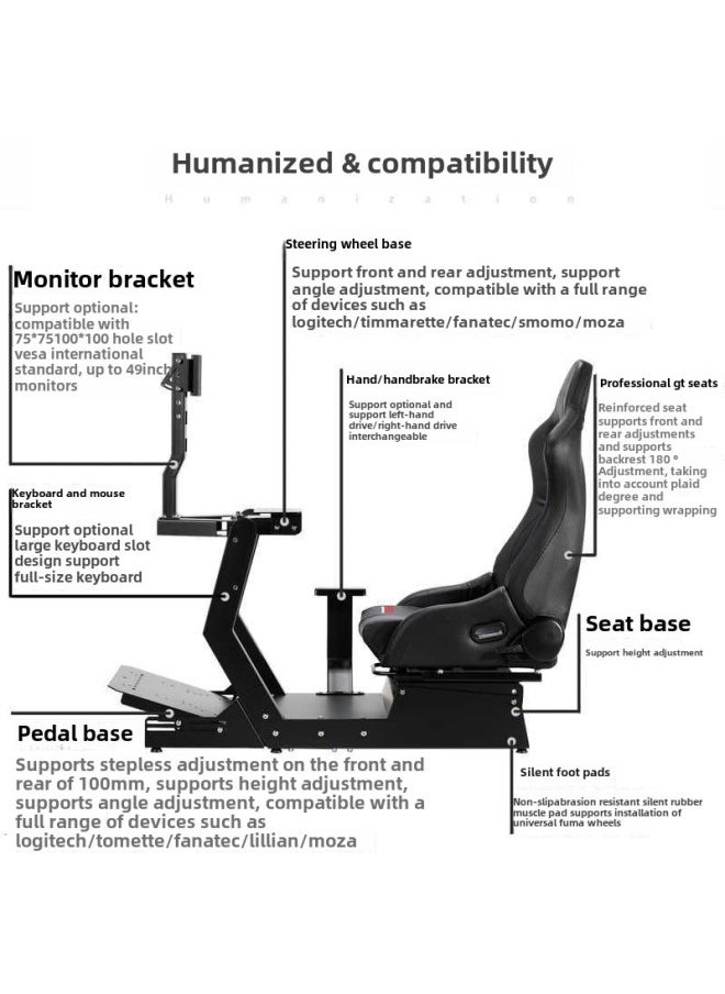 Generic - Racing Simulator PNS GT-M Racing Simulator Bracket Seat Cockpit Full Set MOZA Figure Marth Speedster-Product Color:Convenient Mobile Accessory Package - Image 1