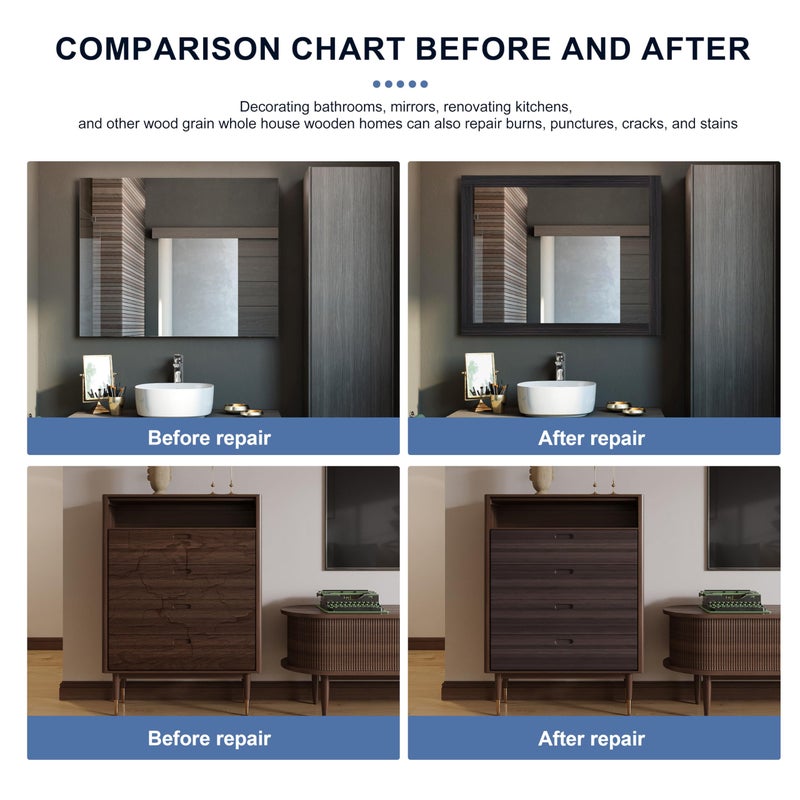 TIANLDD 27 FT Wood Grain Wallpaper Border, Removable Waterproof Mirror Border Peel and Stick,Bathroom Mirror Frame Border.(Dark Brown Oak) - Image 2