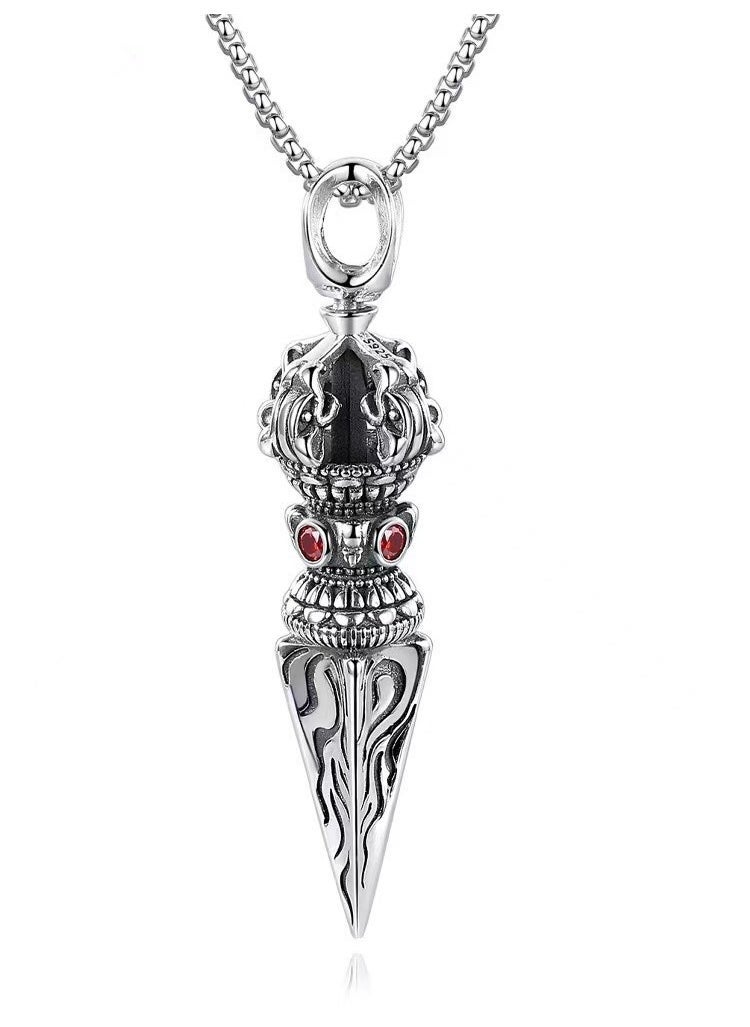 Generic Vintage Thai Silver Pendant Necklace Unisex TD-72 Vajra Pendant: Without chain 