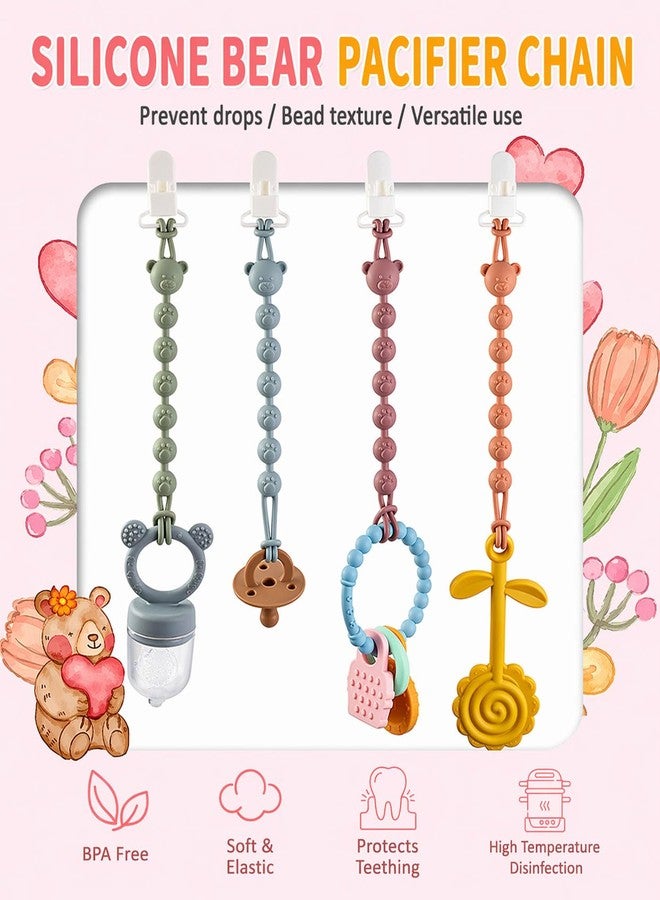 Ahamo Baby Pacifier Clip, 2-Pack Silicone Pacifier Holder with One Piece Design for Baby Boy and Girl, Soft Flexible Paci Binky Clips, Practical, and a Must-Have for Outings - Image 5