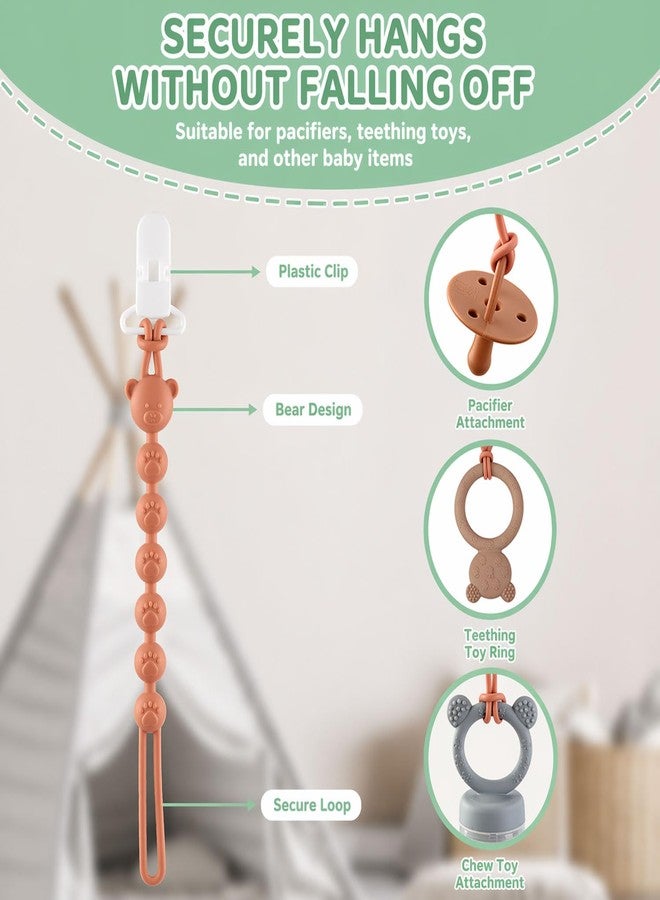 Ahamo Baby Pacifier Clip, 2-Pack Silicone Pacifier Holder with One Piece Design for Baby Boy and Girl, Soft Flexible Paci Binky Clips, Practical, and a Must-Have for Outings - Image 2