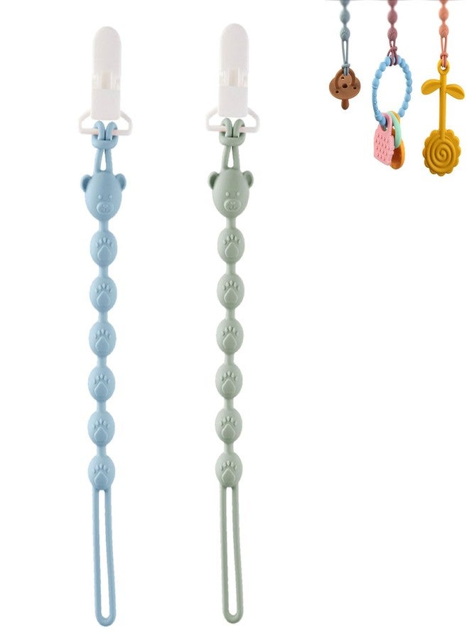 Ahamo Baby Pacifier Clip, 2-Pack Silicone Pacifier Holder with One Piece Design for Baby Boy and Girl, Soft Flexible Paci Binky Clips, Practical, and a Must-Have for Outings - Image 1