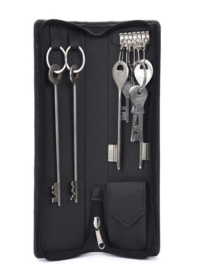 essart Sarvika PU Leather Key Chain Holder Case | Key Chain Wallet for Men & Women | Keychain Holder Organiser with Zipper Closure (Brown,Cherry,Black) - Image 3