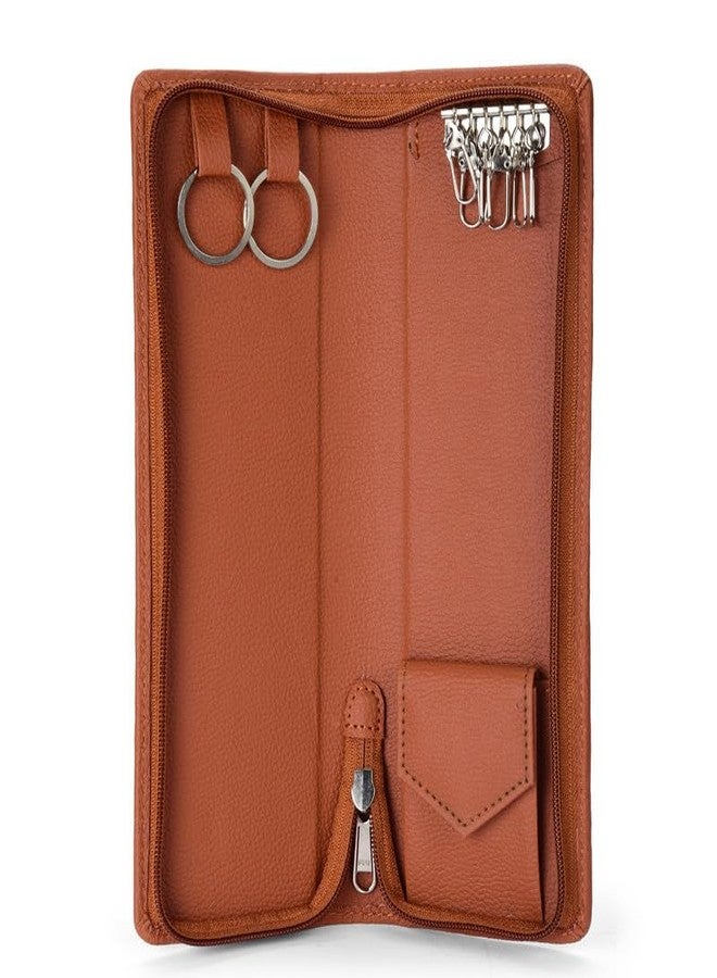essart Sarvika PU Leather Key Chain Holder Case | Key Chain Wallet for Men & Women | Keychain Holder Organiser with Zipper Closure (Brown,Cherry,Black) - Image 5