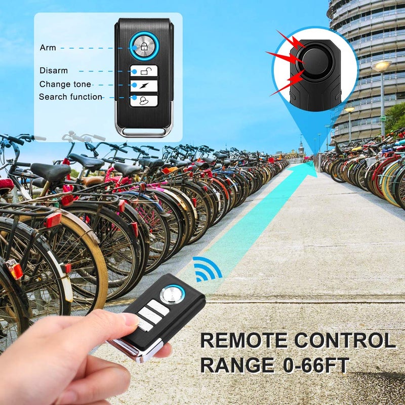 WSDCAM Bike Alarm Horn with Remote Loud 113dB, Waterproof Wireless Antitheft Vibration Bicycle Alarm with Bike Horn for Adults Mountain Bike Road Bicycle Scooter - Image 5