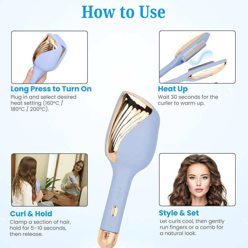 JAYTOP Hair Curler Machine | Automatic Hair Curler For Women with 3 Temperature Settings | Easy Wavy & Curly Hairstyles | Beach Waves Curling Iron | Anti-Scald Design, Quick Curls in 10-15 Min, Tangle-Free, Ceramic Coating, 360° Swivel Cord (Purple) - Image 3