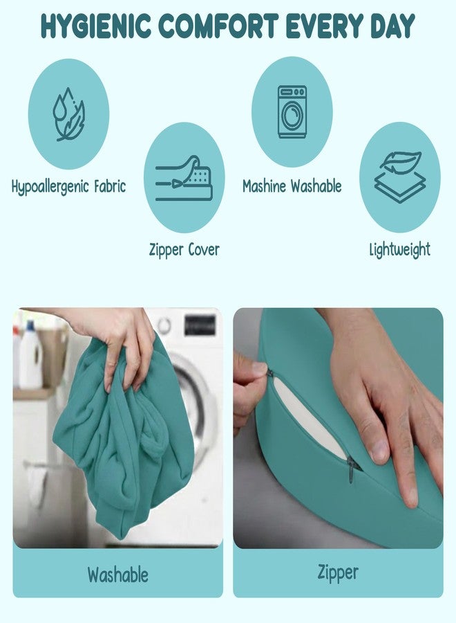ADMIRAE Half Moon Shape Pregnancy Pillow for Sleeping, Maternity Support, Nursing | Multipurpose Pillow for Back, HIPS, Legs, Belly Support with Removable Washable Velvet Cover, Peacock Green - Image 4
