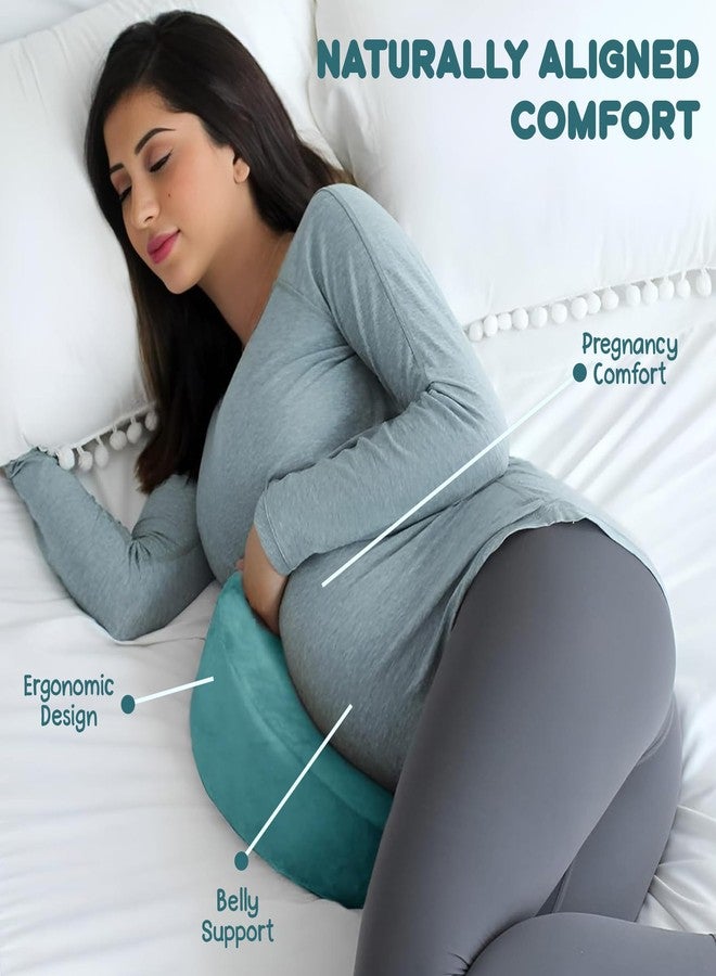 ADMIRAE Half Moon Shape Pregnancy Pillow for Sleeping, Maternity Support, Nursing | Multipurpose Pillow for Back, HIPS, Legs, Belly Support with Removable Washable Velvet Cover, Peacock Green - Image 3