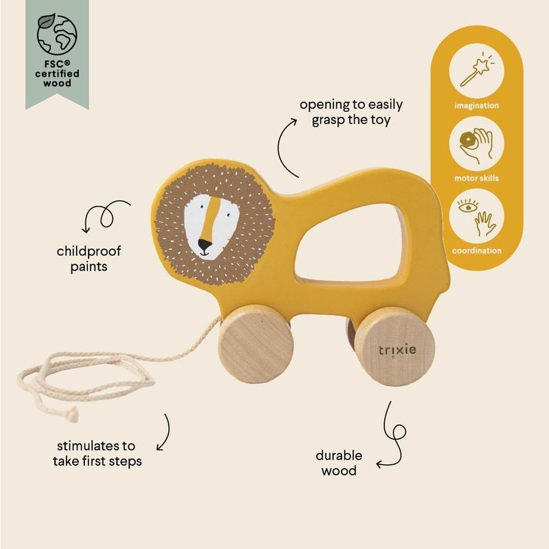Trixie Wooden pull along toy - Mr. Lion - Image 3