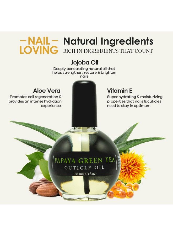 ELLIE CHASE Moisturizing Cuticle & Nail Care Oil 2.3 Fl Oz Papaya Green Tea Scented Infused With Jojoba Oil Aloe Vitamin E Nail & Cuticle Hydration Repair Moisturizer Strengthener Growth - Image 4
