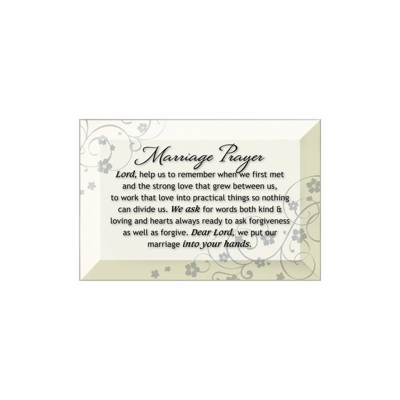DEXSA Marriage Prayer Beveled Glass Plaque with Easel Made in the USA