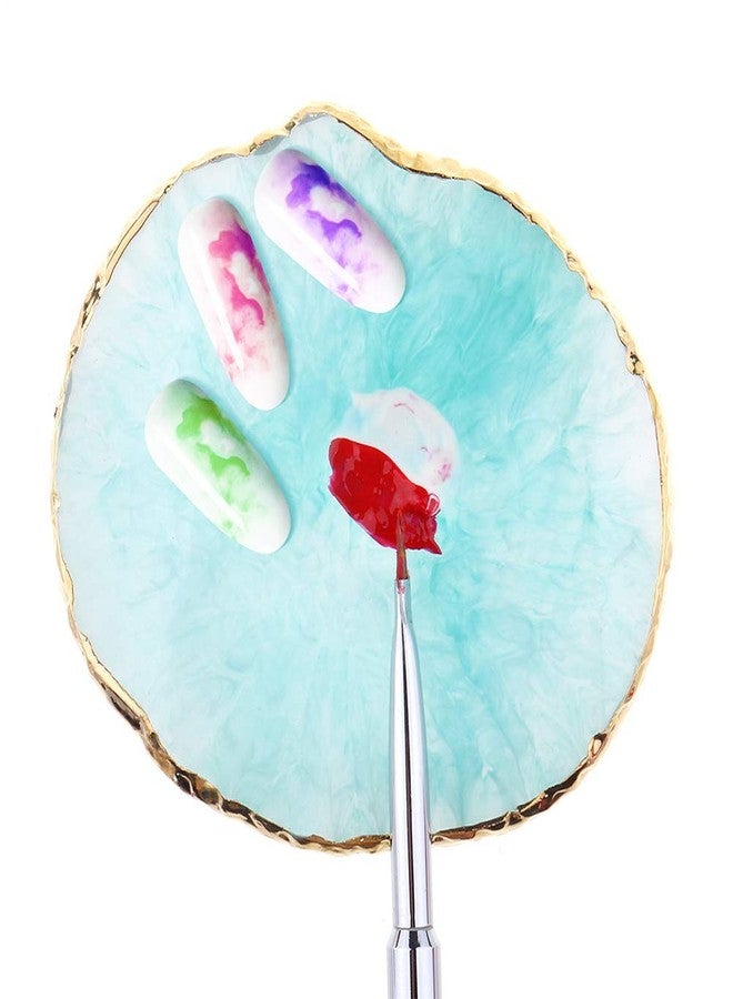 AKOAK 1 Pack Natural Resin Agate Phnom Penh Nail Glue Palette Crystal Edge Shooting Props Toning Works Display Board Tool (Light Blue) - Image 2