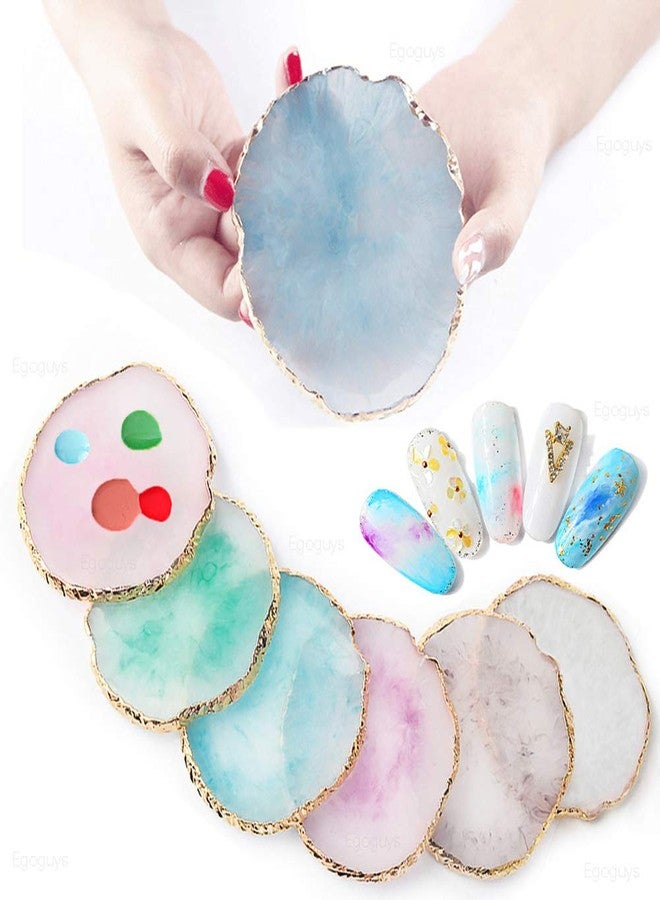 AKOAK 1 Pack Natural Resin Agate Phnom Penh Nail Glue Palette Crystal Edge Shooting Props Toning Works Display Board Tool (Light Blue) - Image 4