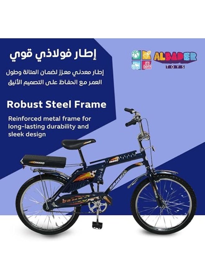 AL BADER Rambo 20 Inch Bicycle, Dual Seat Kids Bike with Rear Passenger Seat, Steel Frame, Front Bell, Strong Brakes, Kickstand and Anti Slip Pedals, Lightweight Portable Bike, Durable Ride - Image 3