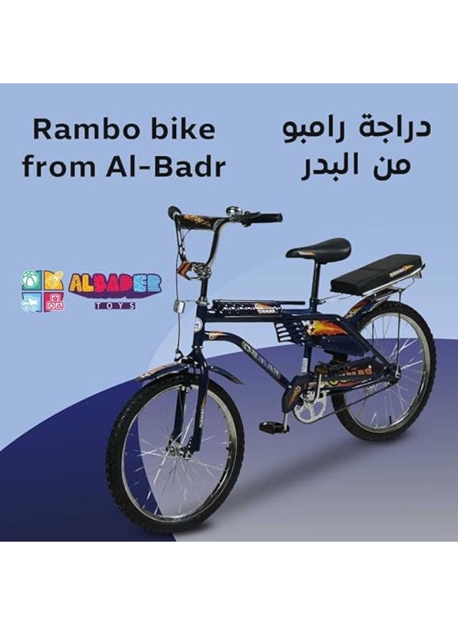 AL BADER Rambo 20 Inch Bicycle, Dual Seat Kids Bike with Rear Passenger Seat, Steel Frame, Front Bell, Strong Brakes, Kickstand and Anti Slip Pedals, Lightweight Portable Bike, Durable Ride - Image 2