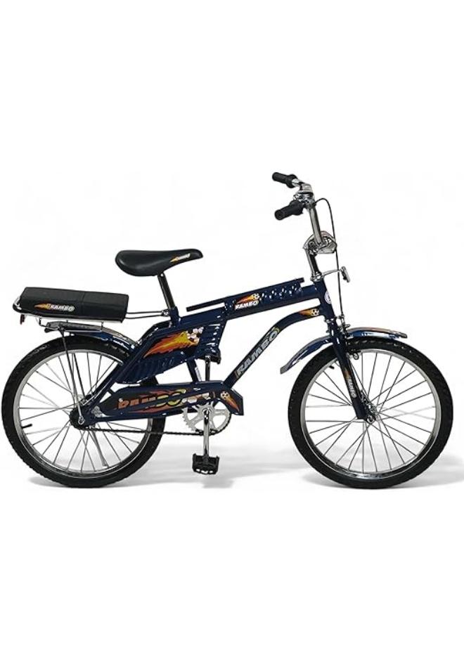 البدر دراجة رامبو مقاس 20 إنش من البدر، دراجه أطفال مع مقعد خلفي للراكب، هيكل فولاذي، جرس أمامي، فرامل قوية، مسند وقوف، ودواسات مانعة للانزلاق، سيكل رامبو خفيف الوزن ومحمول، قيادة متينة وآمنة - Image 1