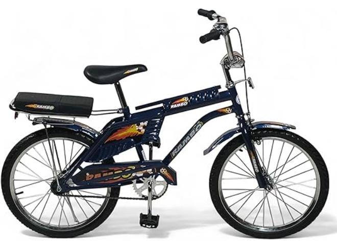 البدر دراجة رامبو مقاس 20 إنش من البدر، دراجه أطفال مع مقعد خلفي للراكب، هيكل فولاذي، جرس أمامي، فرامل قوية، مسند وقوف، ودواسات مانعة للانزلاق، سيكل رامبو خفيف الوزن ومحمول، قيادة متينة وآمنة - Image 1