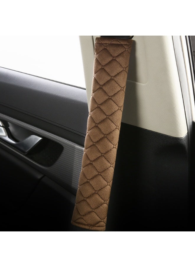 عدد 2 قطعة غطاء وسادات حزام الأمان العالمي للسيارة، غطاء وسادات حزام الأمان لحزام الأمان لحزام الأمان لحزام الأمان للبالغين والأطفال (قهوة) - Image 2