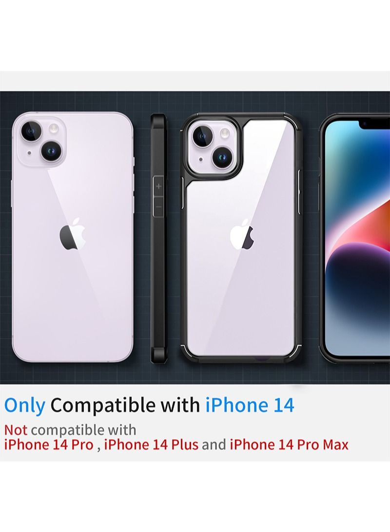 INFOSUN iPhone 14 Case Clear Cover Ultra Thin Silicone Shockproof Hard Back Cases Transparent Protective Slim Phone Case for Apple iPhone 14 6.1 inch - Black - Image 2