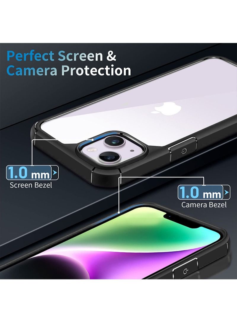 INFOSUN iPhone 14 Case Clear Cover Ultra Thin Silicone Shockproof Hard Back Cases Transparent Protective Slim Phone Case for Apple iPhone 14 6.1 inch - Black - Image 4