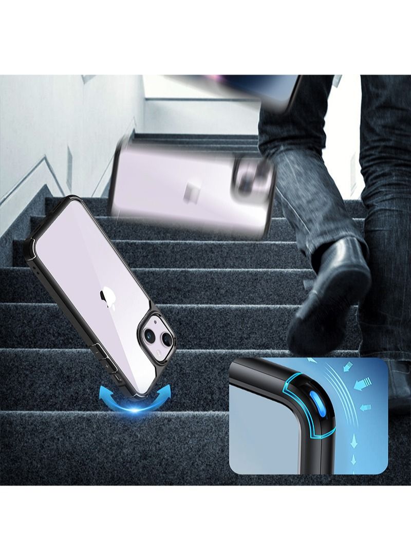 INFOSUN iPhone 14 Case Clear Cover Ultra Thin Silicone Shockproof Hard Back Cases Transparent Protective Slim Phone Case for Apple iPhone 14 6.1 inch - Black - Image 3