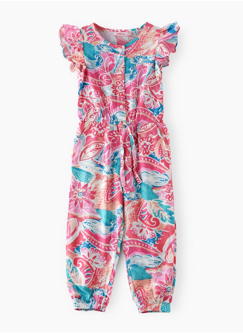 Jelliene Sunny Smiles: Girls' Soft Viscose Jumpsuit | Comfy Chic & Summer Fun  - Image 1