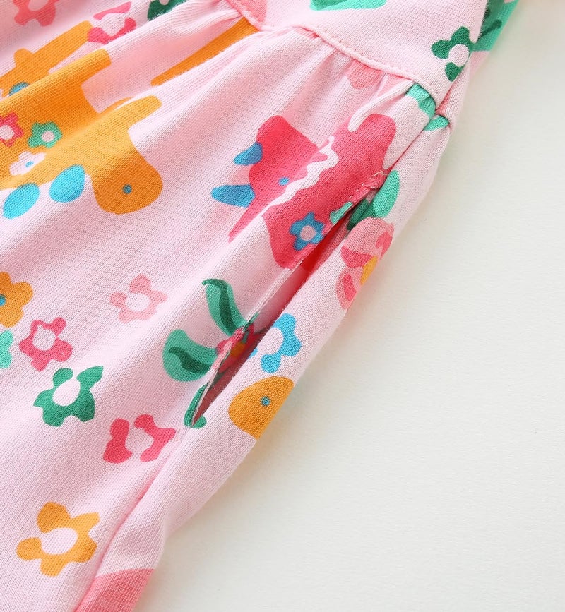 Bumeex Kids Big Girl Summer Dress Cotton Pocket Easter Ruffle Short Sleeve Tiered Swing Twirly Casual Sundress Dresses for Girls Clothes Outfits Clothing Pink Dinosaur 10-11 Years - Image 3