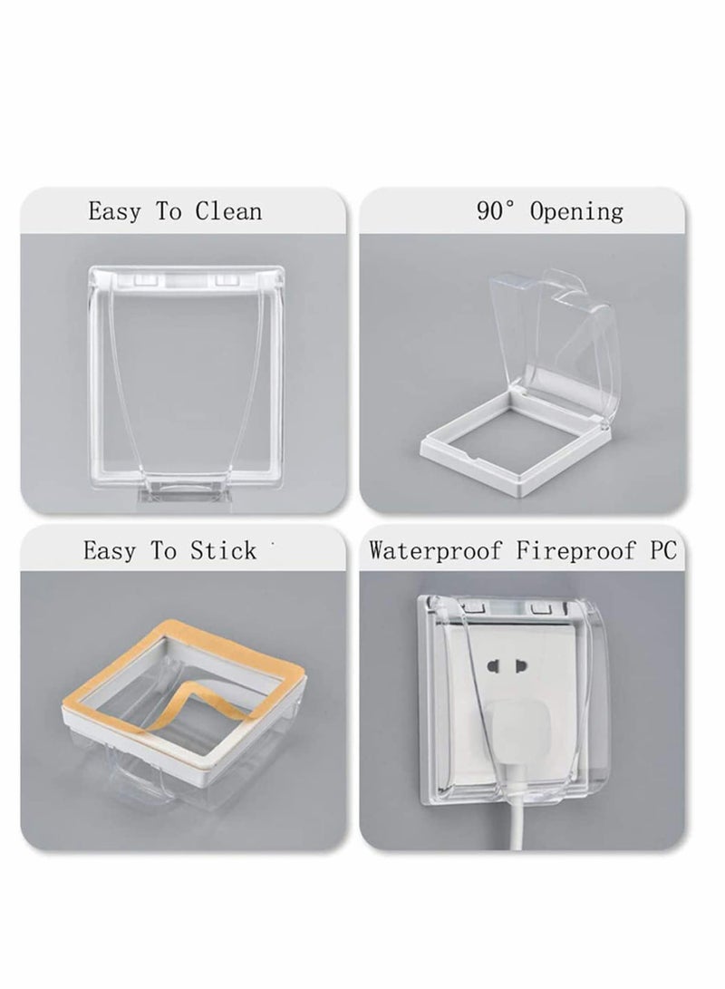 KASTWAVE Wall Switch Waterproof Cover Box, Suprcrne Universal Plug Socket Cover, Wall Light Panel Socket Doorbell Flip Cap Cover, Home Bathroom Kitchen Accessory Plastic Clear 2 Pcs  - Image 3