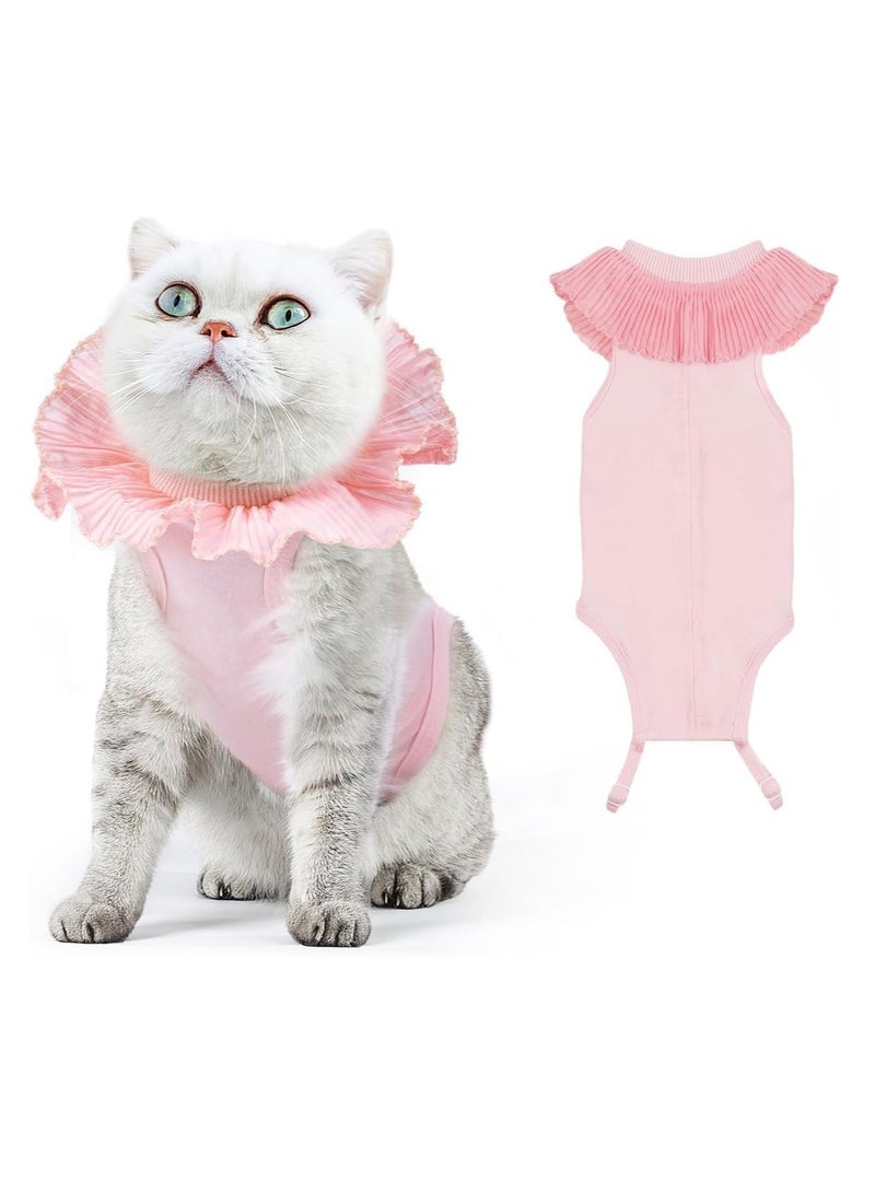 GUDOO Cat Surgery Recovery Suit for Female Cat Breathable Surgical Recovery Shirt After Surgery Wear Anti Licking Wounds E-Collar Alternative for Female Cats Kitten M Pink - Image 1