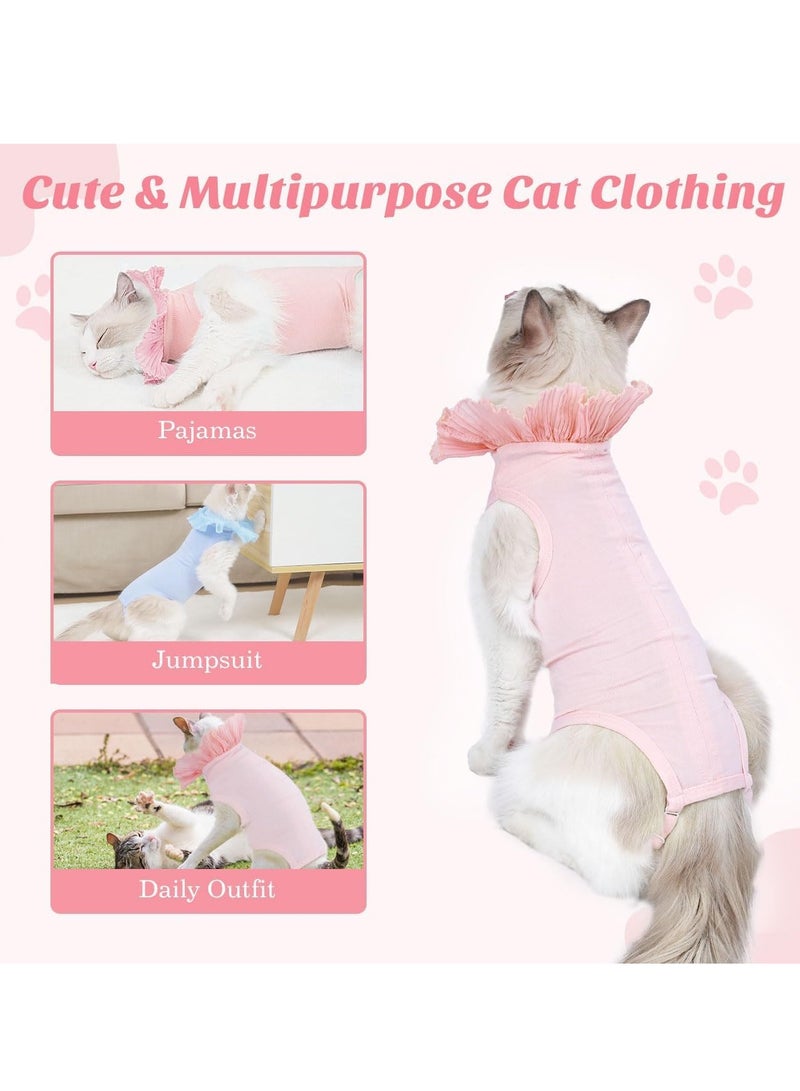 GUDOO Cat Surgery Recovery Suit for Female Cat Breathable Surgical Recovery Shirt After Surgery Wear Anti Licking Wounds E-Collar Alternative for Female Cats Kitten M Pink - Image 3