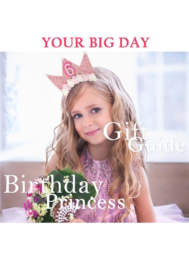 SuPoo Birthday Decorations for Girls - 6th Birthday Headband Crown, Glitter Hair Band, Flower Princess Tiara Hair Accessory for Party - Image 2