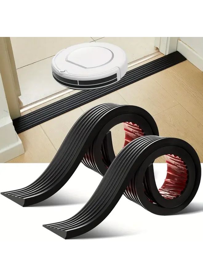 Black Self Adhesive Door Threshold Ramp Non Slip Striped Surface Heavy Duty PVC Wheelchair Ramp - Image 1