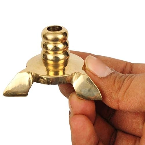 Putrika Traditional Handicrafted Brass Wick Holder - Thiri Stand, Batti Stan, Candle Sustainer for Pooja - Fits All Type Diyas (Big, 4) - Image 2