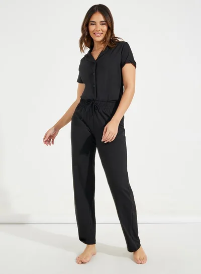 Styli Cotton Jersey Short Sleeve Shirt & Pyjama Set