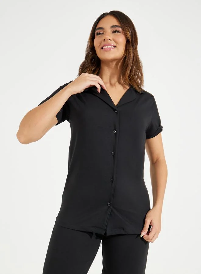 Styli Cotton Jersey Short Sleeve Shirt & Pyjama Set