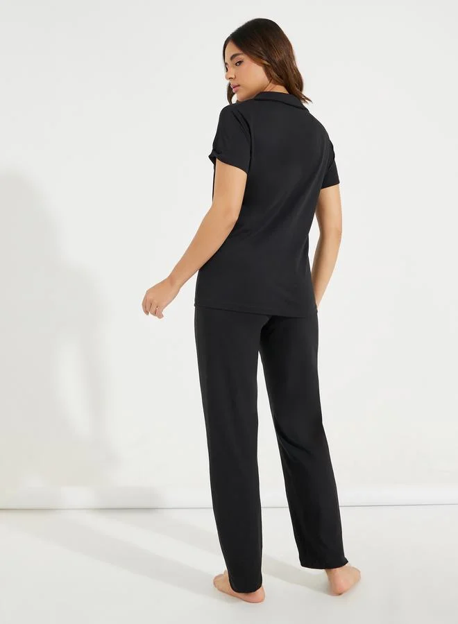 Styli Cotton Jersey Short Sleeve Shirt & Pyjama Set